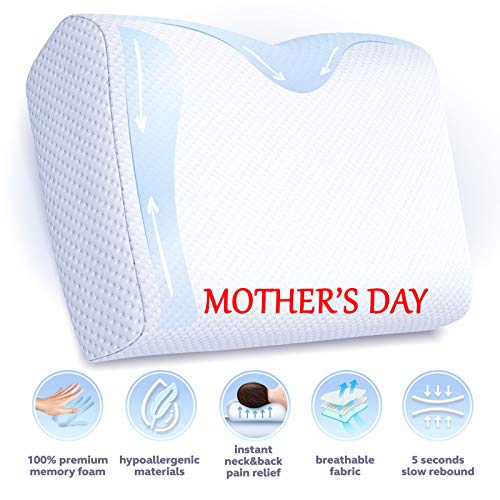 BODESY Contour Memory Foam Bed Pillow for Sleeping, Orthopedic Pillow for Neck