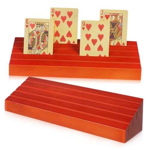 ERINGOGO Enhanced Stability Versatile Use Wooden Playing Card Holder Base Card Rack for Display Poker Game Accessory