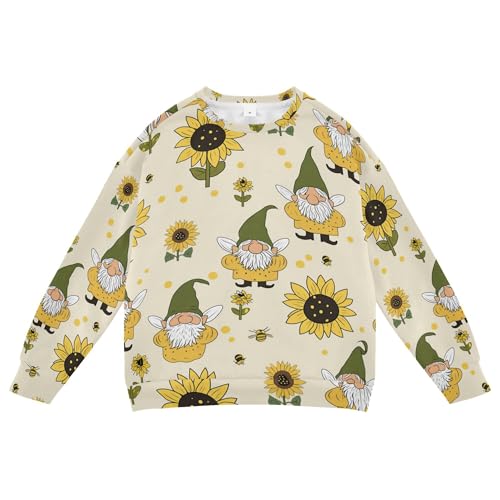 JUNZAN Sunflowers Gnomes Bees Little Kids Hoodie Sweatshirt Crewneck Sweatshirts for Boys Camping 4T