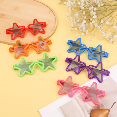 24 Pairs Kids Star Sunglasses, Retro Style Neon Star Sunglasses Funny Photography Props Star Shaped Glasses for Birthday Graduation Party Supplies Summer Beach Pool Favors3