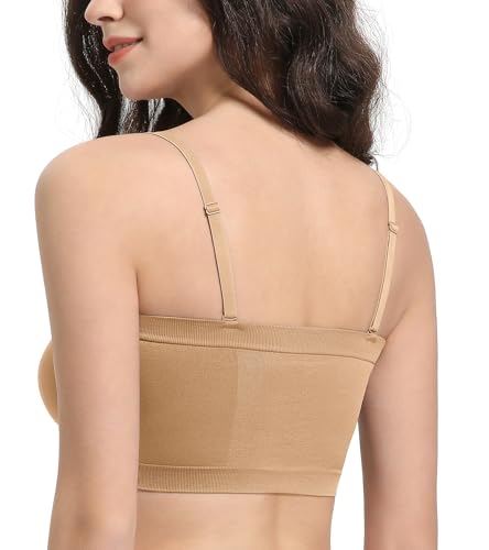 Lemorosy Women's Non Padded Underwire Strapless Bra Multiway Bandeau Tube Top Bralette (Beige,L) - Image 4