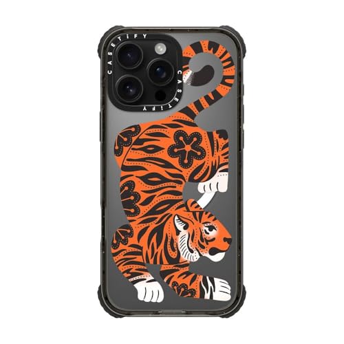 Coque iPhone 16 Pro Max ultra résistante et fine au design tigre noir transparent