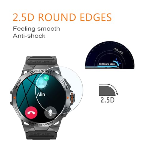 Lot de 3 Films de Protection d'écran compatibles avec la Montre Intelligente FEELNEVER 2024 New EF3 1,43" (Lot de 3) en Verre 9H Compatible avec FOXBOX, LIGE, ESFOE EF3 Military Smartwatch Men – Image 6