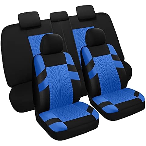 Pariitadin Car Seat Covers Full Set, Washable and Breathable Premium Cloth Automotive Vehicle Seat Cover for Car Interior, Universal Fit for Most Cars, Sedan, Truck, SUV(Black/Blue) Cover