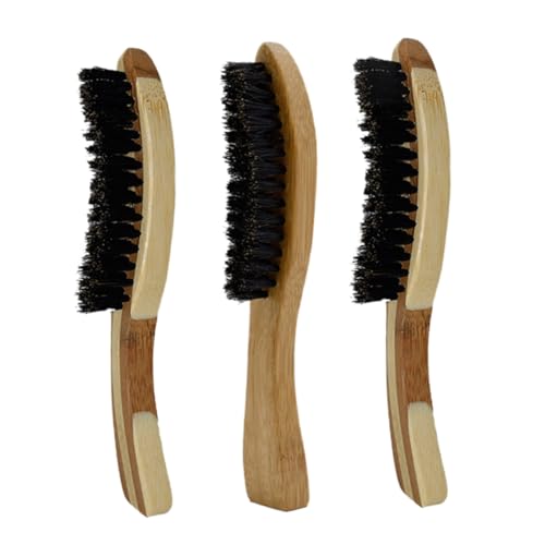 BESTYASH 3pcs Natural Boar Bristle Beard Brush for Men Style for Beard Care Random Style