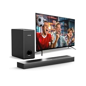 ULTIMEA Barra de Sonido para TV con Subwoofer, Potencia Máxima 160W, BASSMAX, Barra de Sonido Surround 2.1 para PC con 3 EQ, Bluetooth 5.3/HDMI/óptico/AUX/Montaje en Pared, Serie Ultra Slim Nova S40