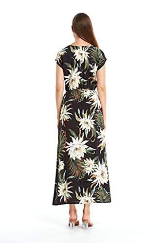 Image of Family Matching Hawaiian Clothes, Wispy Cereus Black | Lightweight 100% rayon • Family matching outfits • Tropical floral print • Beach vacations • Luaus • Cruises • Family photos