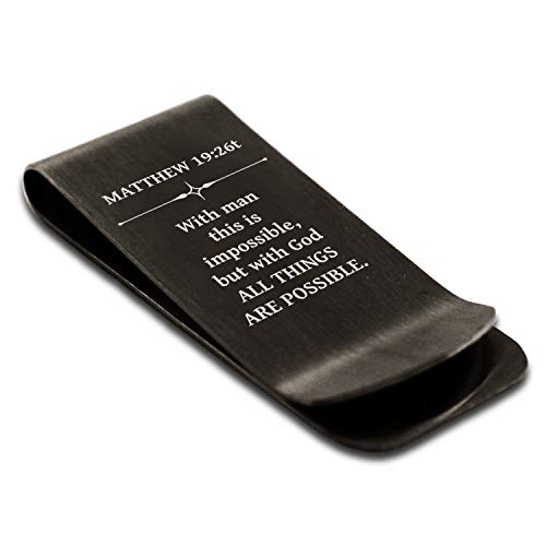 Stainless Steel With God All Things Are Possible Matthew 19:26 Money Clip Credit Card Holder
