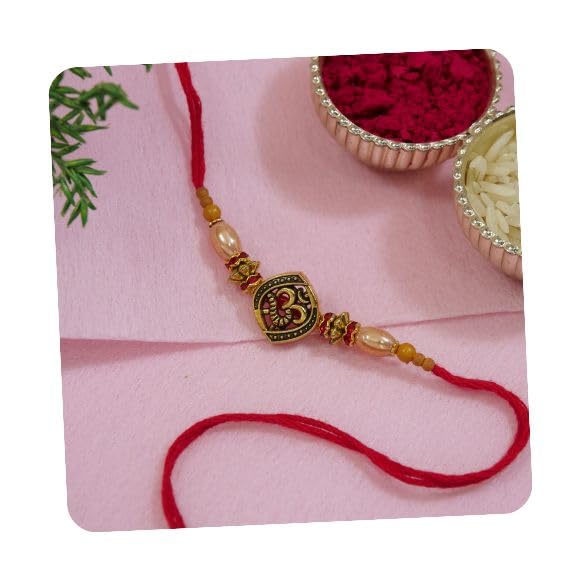 Image of I Jewels Design Rakhi With Roli Chawal & Rakshabandhan Card for Bro /Brother /Bhai