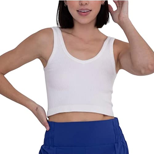 Mono b Ribbed Seamless Cropped Tank Top White