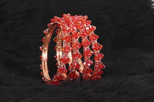 Image of NMII Stylish Pearls Beads Bangles Set For Women & Girls | Women's Bangles Bracelet | Metal Bangles Kada Set For Wedding, Party, Festival, Daily | Women's Fashion Jewellery- Set of 4
