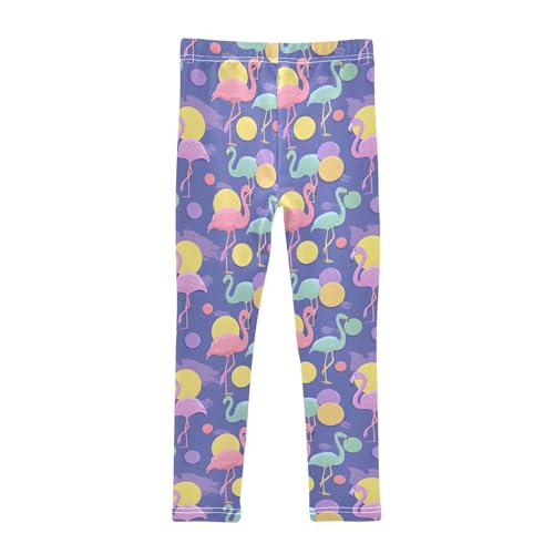 Cartoon Flamingo Dots Girls Leggings Soft Stretch Workout Yoga Dance Pants for Kids Casual Tights2