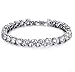 ANAZOZ Bracelet Cristal 18K Plaqué Or Blanc Incrusté AAA CZ Zircon Cubique Oxyde de Zirconium Longueur 190mm*6mm Blanc Femme Bracelet Chaîne de Main