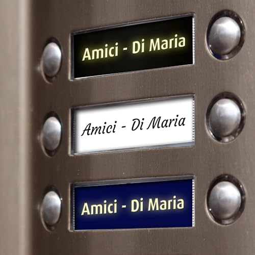 Targhette citofono, cassetta lettere, armadietto e altri usi, personalizzate, con incisione laser su laminato plastico, vari colori, misura personalizzata.