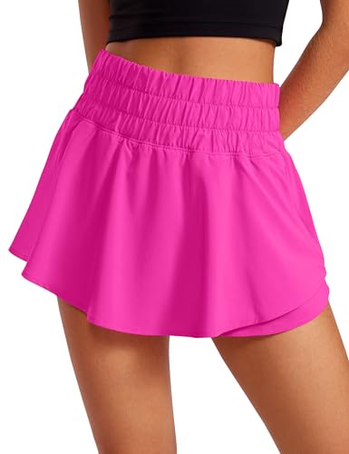Image of CRZ YOGA Ruffle Skirt Overlay Athletic Shorts | High Waisted, Quick Dry, Lightweight, Flowy, A Zip Pocket, for Women