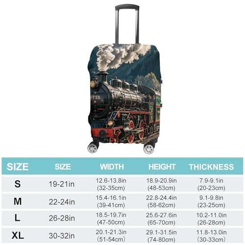 Steam Locomotive Train Luggage Covers Tsa Approved Suitcase Cover Elastic Washable Luggage Sleeve Carry on Cover Protector Anti-Scratch Suitcase Protector Fits 19-30 Inch Case(S)2