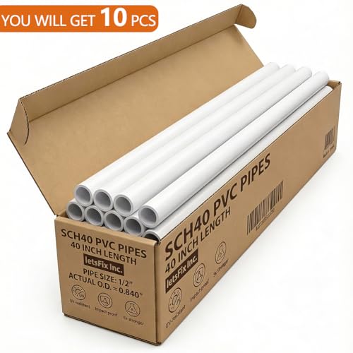 1/2" PVC Pipe, 10Pcs (40" Length), Furniture Grade Sch40 White - Ideal for DIY Projects, Home, Garden, Greenhouse, Farm, Workshop & Crafts [letsFix®] by letsFix - Used condition - Image 6