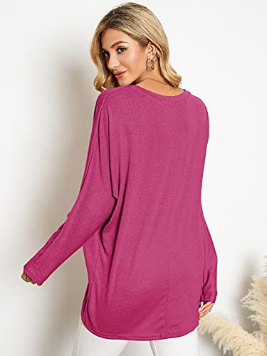 Image of ZANZEA Women's Off The Shoulder Batwing Tops Casual Loose Oversized Tshirts Long Sleeve Fall Pullover Sweater Tops