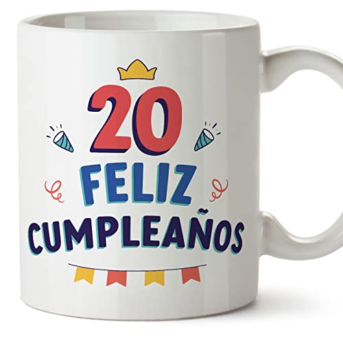 MUGFFINS Tazas 20 Cumpleaños - En Español - ¡Feliz Cumpleaños! - 11 oz / 330 ml - Regalo original y divertido