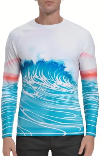 VAYAGER Herren Schwimmshirts UPF 50+ Rashguard Langarm Schnelltrocknendes T-Shirt Locker sitzendes Wasser Angeln UV-Schutzshirts