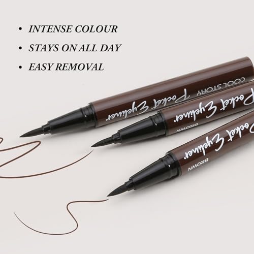 Boobeen 3pcs Delineador Líquido Resistente al Agua Negro y Marrón miniatura 3