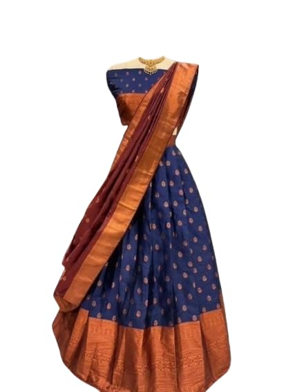 ZITON Women's Indian Traditional Kanjivaram Silk Pure Weaving Lehenga Choli Along With Dupatta And Blouse Piece, Half Saree (Unstitched)