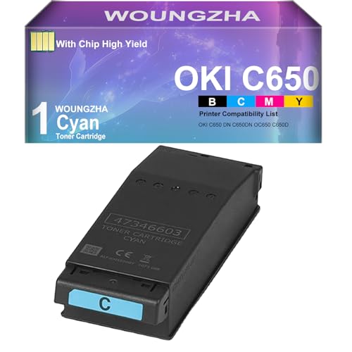 Woungzha Compatible Toner Cartridge C650 C650dn Replacement for Oki Oki C650 DN C650DN OC650 C650D (1 Cyan)
