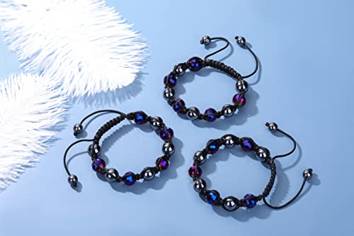 Jovivi 10Mm Handmade Crystal Beaded Bracelets For Women Men Genuine Hematite Glass Beads Stretch Bracelet For Spiritual Healing Good Luck And Wealth #TOP1