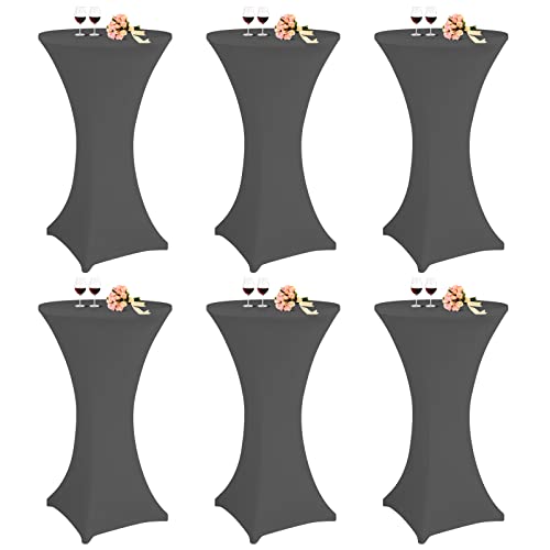 Pesonlook 6er-Set Stretch Stehtisch Husse für Bistrotisch Ø 60-65 cm(60×110cm,Dunkelgrau)