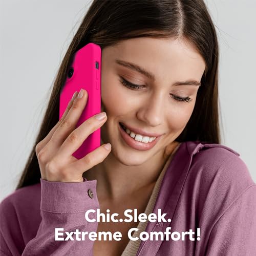 Image of Magnetic for iPhone 15 Case, Compatible with MagSafe, [Screen Protector + Full Camera Protection], Silicone Shockproof Anti-Scratch Protective Phone Case for iPhone 15 6.1 inch, Hot Pink