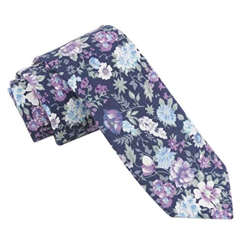 Image of Elfeves Men's Skinny Solid Color Tie Causal Cotton Linen Narrow Slim cut Necktie