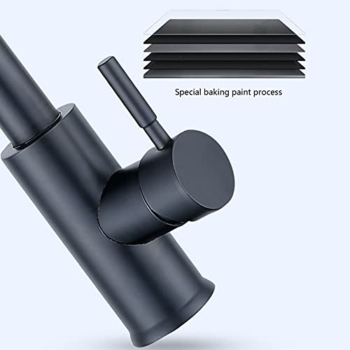 Robinet d'évier monotrou noir en acier inoxydable haut de gamme