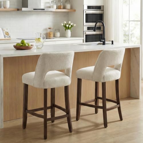 Image of VKNOW Bar Stools Set of 4, 26 inch Fabric Counter Height Bar Stools, White