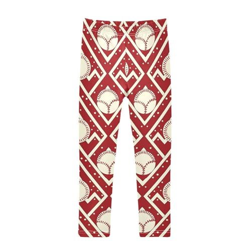 Baseball Geometric Design Girls Leggings Soft Stretch Workout Yoga Dance Pants for Kids Casual Tights