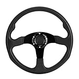 ハンドル, Qiilu ユニバーサルレーシングカースポーツステアリングホイールディープディッシュ6ボルト06（ディープディッシュ）-350mm（13.78インチ）変更されたアクセサリー(Black)