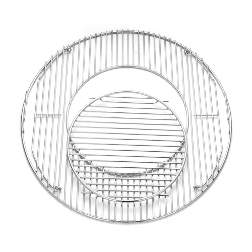 BIQetrae 22.5 Hinged Cooking Grate for Weber Charcoal Grill Kettle One-Touch Silver Bar-B-Kettle Master-Touch Performer Grill Grate Replacement Part for Weber