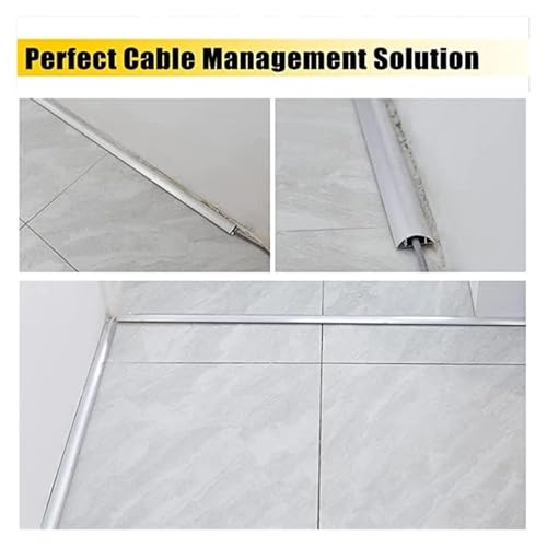 Cubierta para cables de suelo, cubre cables plateado para oficina, bajo escritorio, sala, paredes de TV, protector y organizador de cables eléctricos (Ancho 27 mm / 1.1 pulg - Largo 1 m / 39 pulg) miniatura 5