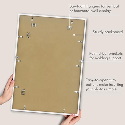 Americanflat 19x27 Poster Frame with Polished Plexiglass - Streamline Collection - Thin Border Picture Frame for Wall Display - Hanging Hardware Included - White