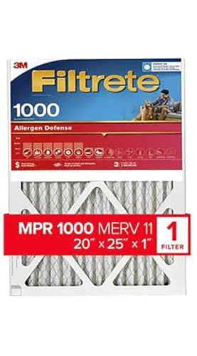 Filtrete 20x25x1-Inch AC Furnace Air Filter with 1000 MPR Rating for Micro Allergen Defense (White)