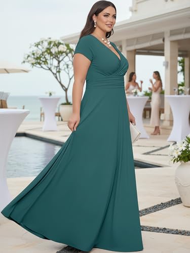 Image of KOH KOH Womens Sexy Cap Short Sleeve V-Neck Flowy Cocktail Gown