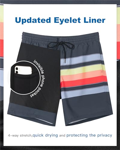 Image of SURF CUZ Mens Swim Trunks with Compression Liner Swim Shorts 7 inch Swimming Trunks Stretch 7 Inch Swim Suits Quick Dry