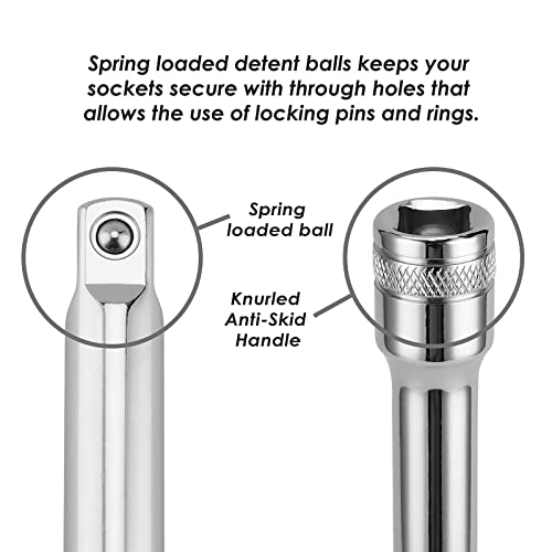 Image of MIXPOWER 10 Pieces Drive Tool Accessory Set, Includes Socket Adapters, Extension Bars and Universal Joints, Premium Chrome Vanadium Steel Construction - 1 /4-inch, 3 /8-inch and 1 /2-inch Drive Sizes