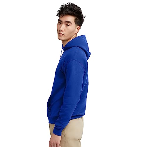 Image of Hanes Men's, EcoSmart, Cotton-Blend Hooded Sweatshirt, Plush Fleece Pullover Hoodie