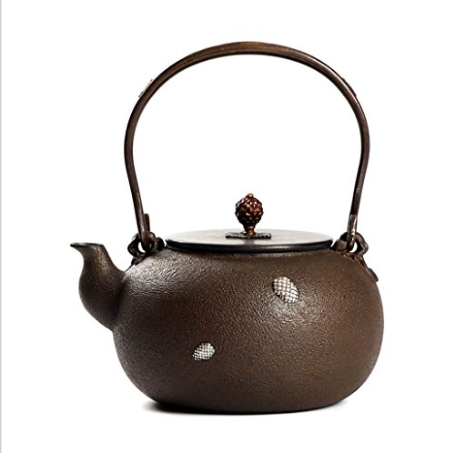Tetera Caldera de Hierro, hervidor de Hierro Fundido, Hecha a Mano, sin Recubrimiento, Tapa de Cobre, Juego de té 1300… - Imagen 3