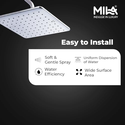 Image of Mila Dazzle Rain Shower| Chrome Finish Square Overhead Shower | 305 * 305mm Ceiling Mounted | ABS Body| Single Function Rainfall Shower for Broad Coverage & Water Efficiency| (Without Arm)