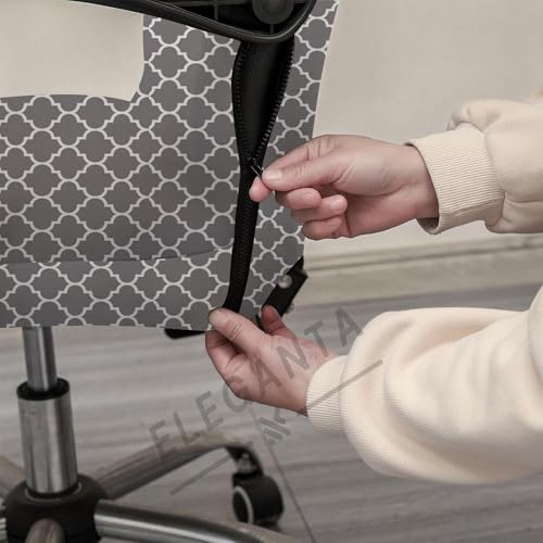 Image of Eleganta Stretch Boss Office Chair Cover Printed Computer Chair Covers with Armrest Cover Universal Removable Spandex Rotating Chair Slipcovers Soft Desk Chair Seat Protector Grey Diamond (Pack of 8)