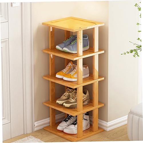Meuble chaussures en bois 5 niveaux au design vertical et format ultra compact
