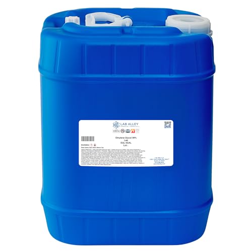 Lab Alley Ethylene Glycol Lab Grade, Chemical Solvent & Laboratory Reagent for Industrial & Chemical Processing Applications, 5 Gallons