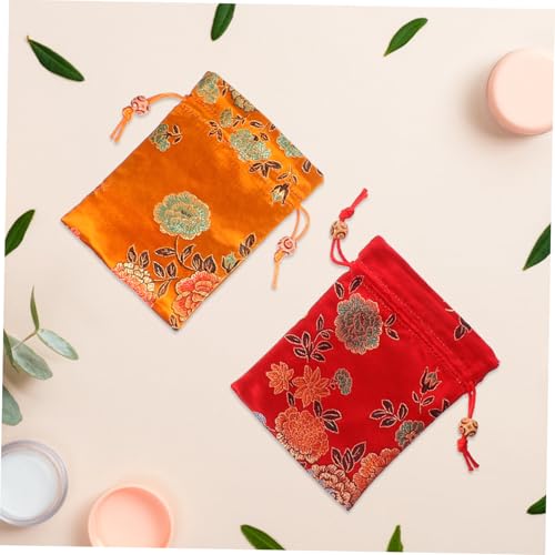 MERRYHAPY 8pcs Drawstring Bag Jewelry Makeup Storage Pouches Traditional Embroidery Pouch for Travel Soft Material Drawstring Closure4