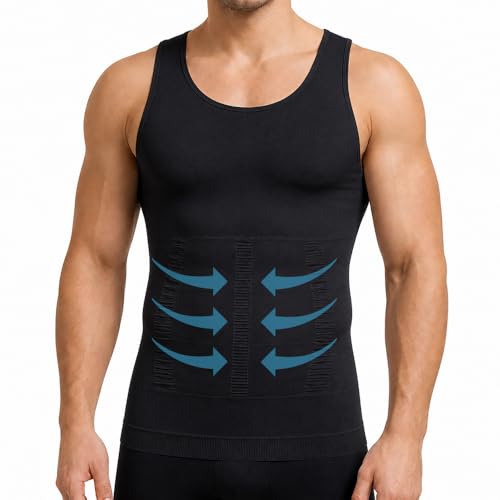 Image of Gynecomastia Compression Shirts, Mens Slimming Body Shaper Vest, Tummy Control Undershirts